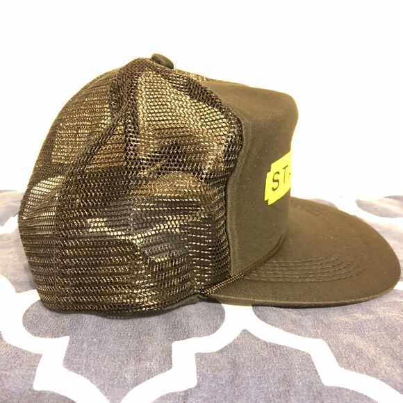 Vintage Stanley Tools Snapback Mesh Foam Trucker Black Yellow Hat - Picture 4 of 9